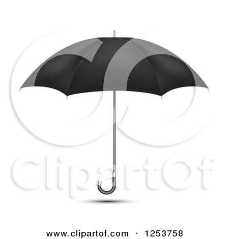 Clipart of a 3d Black Umbrella and Shadow - Royalty Free Vector Illustration by vectorace