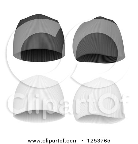 Clipart of Gray and White Beanie Hats with Shadows - Royalty Free Vector Illustration by vectorace