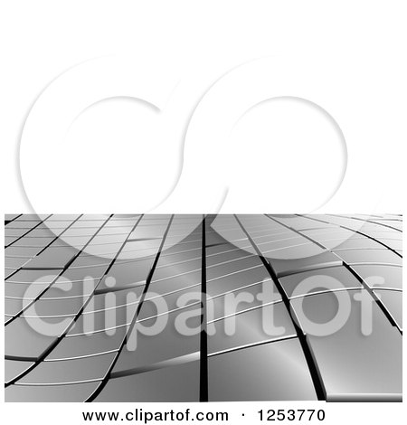 Clipart of a 3d Shiny Metal Tile Wave over White Background - Royalty Free Vector Illustration by vectorace