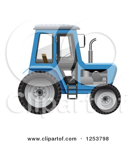 Clipart of a 3d Blue Tractor - Royalty Free Vector Illustration by vectorace