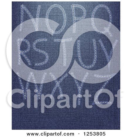 Clipart of a Capital Letters N Through Z Sewn into Denim Jeans - Royalty Free Vector Illustration by vectorace