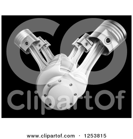 Clipart of a 3d V8 Engine on Black - Royalty Free Illustration by Mopic