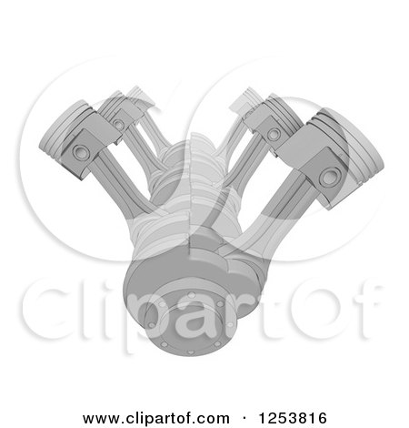 Clipart of a 3d V8 Engine on White - Royalty Free Illustration by Mopic