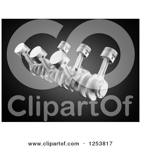 Clipart of a 3d V8 Engine on Black - Royalty Free Illustration by Mopic