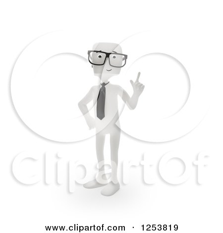 Clipart of a 3d Block Head Businessman with an Idea - Royalty Free Illustration by Mopic