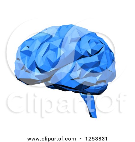Clipart of a 3d Blue Brain on White - Royalty Free Illustration by Mopic