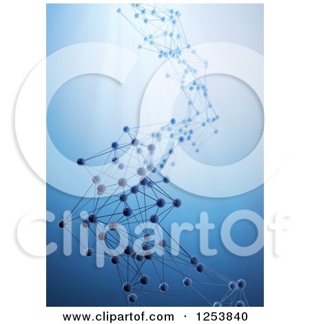 Clipart of a 3d Abstract Network over Blue - Royalty Free Illustration by Mopic