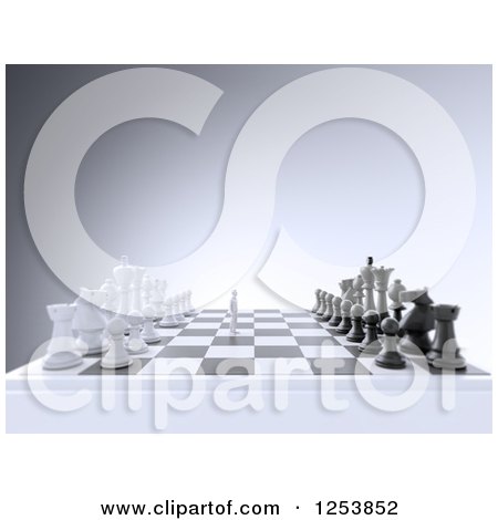 Clipart of a 3d Man on a Chess Board - Royalty Free Illustration by Mopic