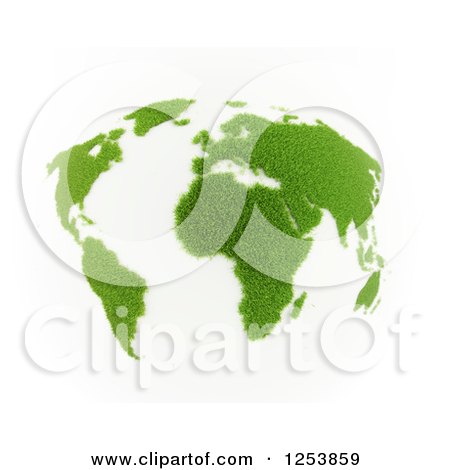 Clipart of a 3d Grassy Globe on White - Royalty Free Illustration by Mopic