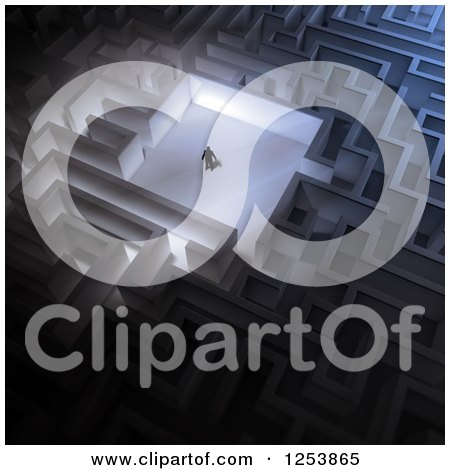 Clipart of a 3d Businessman in a Maze - Royalty Free Illustration by Mopic