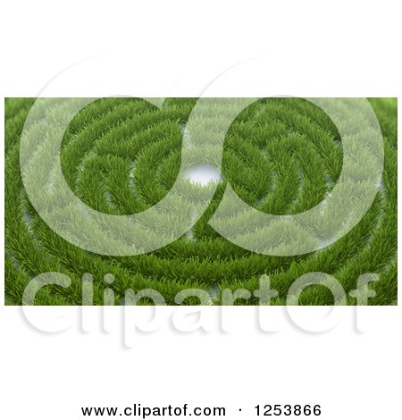 Clipart of a 3d Grassy Maze - Royalty Free Illustration by Mopic