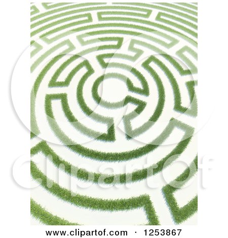 Clipart of a 3d Copyright Symbol Grass Maze - Royalty Free Illustration by Mopic