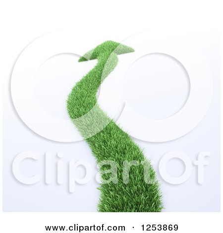 Clipart of a 3d Grass Arrow Path - Royalty Free Illustration by Mopic