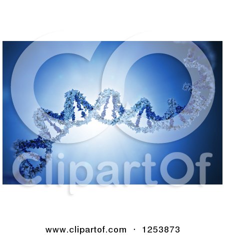 Clipart of a 3d Dna Strand over Blue - Royalty Free Illustration by Mopic