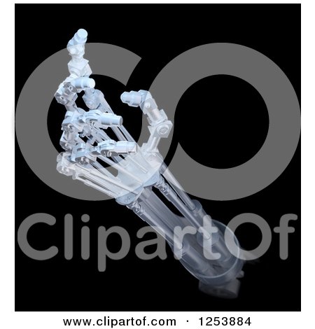 Clipart of a 3d Artificial Prosthetic Robotic Hand on Black - Royalty Free Illustration by Mopic