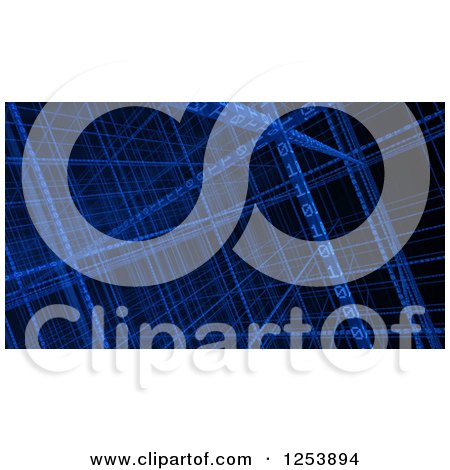Clipart of 3d Blue Binary Coding in Grids, over Black - Royalty Free Illustration by Mopic