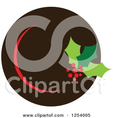Clipart of an Aerial View of a Christmas Hat with Holly - Royalty Free Vector Illustration by Cherie Reve