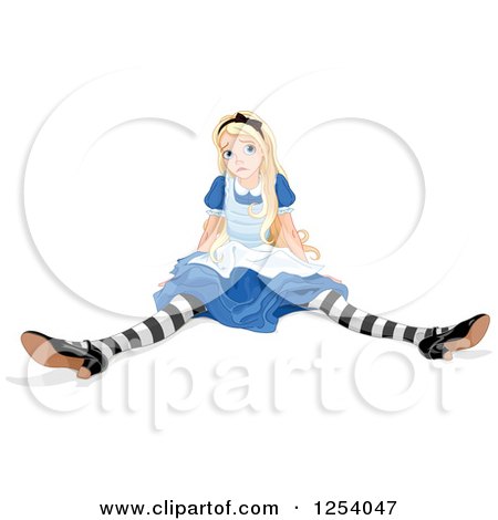 Clipart of Alice in Wonderland Growing Bigger - Royalty Free Vector Illustration by Pushkin