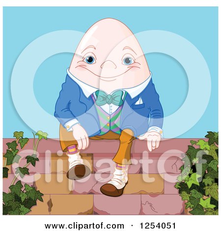 Clipart of Humpty Dumpty the Egg Sitting on a Wall - Royalty Free Vector Illustration by Pushkin