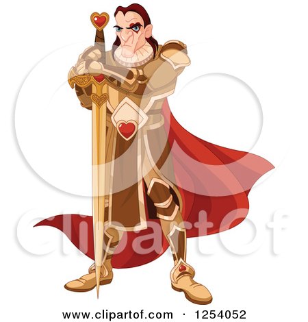 Clipart of a Knave of Hearts Alice in Wonderland Character - Royalty Free Vector Illustration by Pushkin