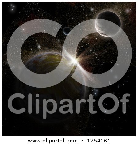 Clipart of 3d Fictional Planets in Outer Space - Royalty Free Illustration by KJ Pargeter