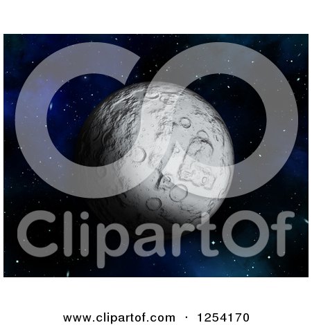 Clipart of a 3d Moon and Nebula in Outer Space - Royalty Free Illustration by KJ Pargeter