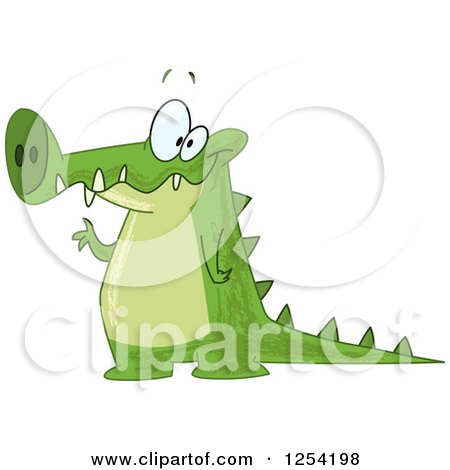 Clipart of a Friendly Crocodile Waving - Royalty Free Vector Illustration by yayayoyo