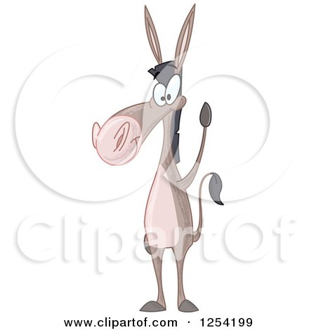 Clipart of a Friendly Donkey Waving - Royalty Free Vector Illustration by yayayoyo