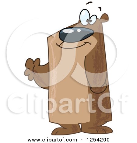 Clipart of a Friendly Bear Waving - Royalty Free Vector Illustration by yayayoyo