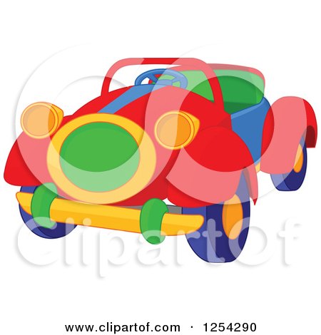 Clipart of a Colorful Toy Convertible Car - Royalty Free Vector Illustration by Pushkin