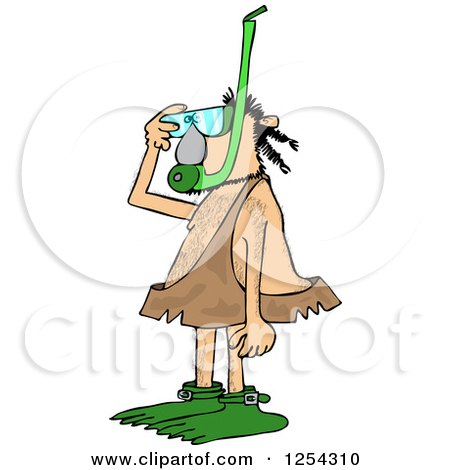 Clipart of a Caveman in a Snorkel Mask - Royalty Free Vector Illustration by djart
