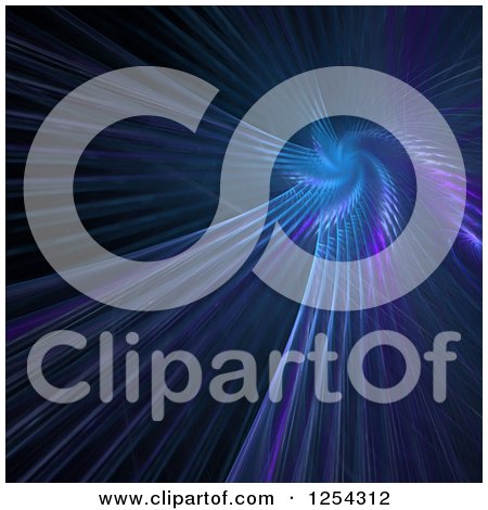 Clipart of a Purple and Blue Fractal Spiral on Black - Royalty Free Illustration by Arena Creative