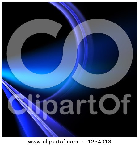 Clipart of a Purple and Blue Fractal Line and Curve on Black - Royalty Free Illustration by Arena Creative
