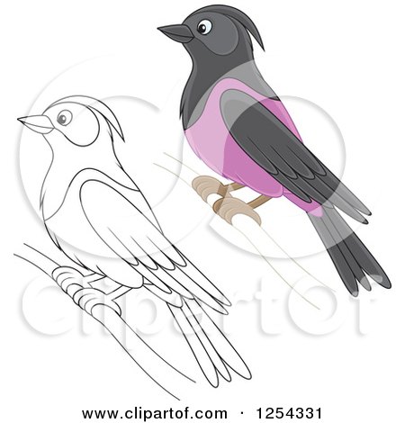 Clipart of Purple Martin Birds - Royalty Free Vector Illustration by Alex Bannykh