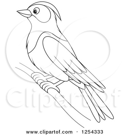 Clipart of a Black and White Purple Martin Bird - Royalty Free Vector Illustration by Alex Bannykh