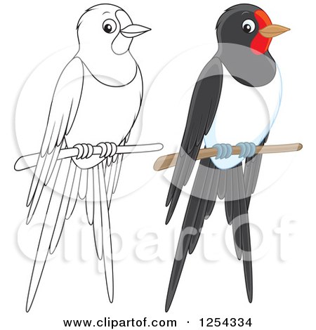 Clipart of Perched Birds - Royalty Free Vector Illustration by Alex Bannykh