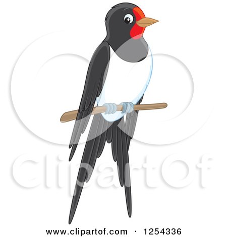 Clipart of a Perched Bird - Royalty Free Vector Illustration by Alex Bannykh