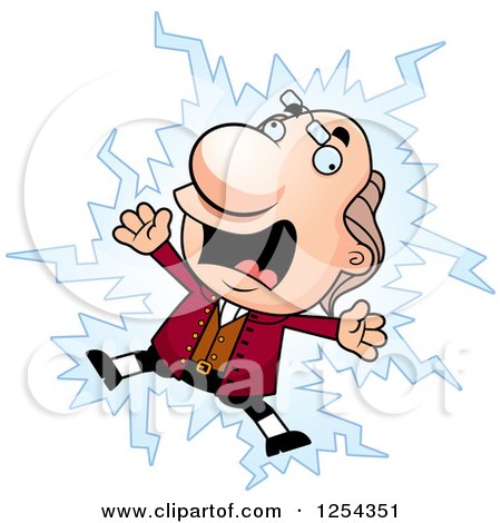 Clipart of Benjamin Franklin Getting Shocked - Royalty Free Vector Illustration by Cory Thoman