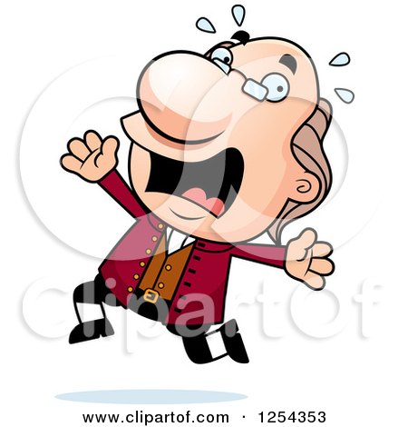 Clipart of Benjamin Franklin Running Scared - Royalty Free Vector Illustration by Cory Thoman