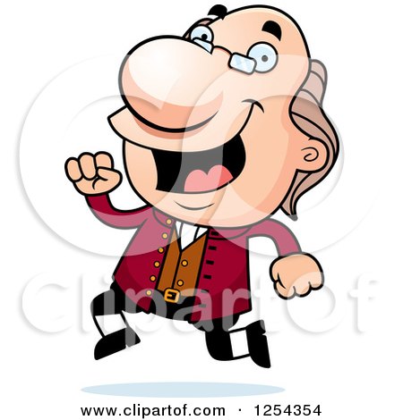 Clipart of Benjamin Franklin Running - Royalty Free Vector Illustration by Cory Thoman
