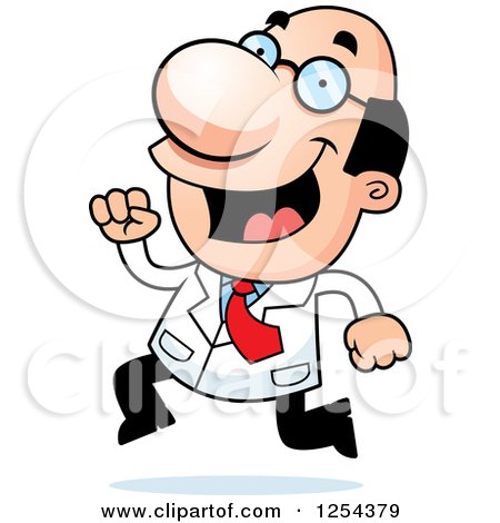 Clipart of a Happy Scientist Running - Royalty Free Vector Illustration by Cory Thoman
