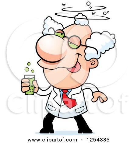 Clipart of a Drunk Mad Scientist - Royalty Free Vector Illustration by Cory Thoman