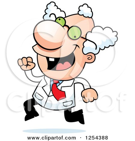 Clipart of a Mad Scientist Running - Royalty Free Vector Illustration by Cory Thoman