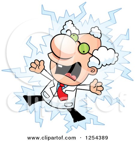 Clipart of a Mad Scientist Getting Shocked - Royalty Free Vector Illustration by Cory Thoman