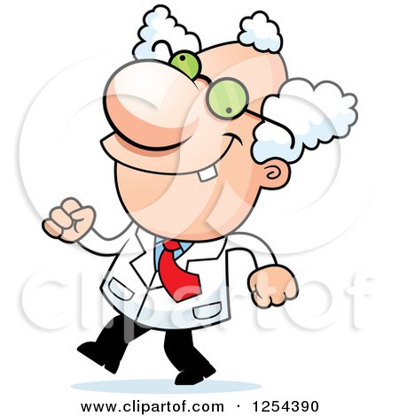 Clipart of a Mad Scientist Walking - Royalty Free Vector Illustration by Cory Thoman
