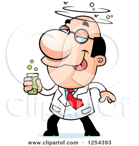 Clipart of a Drunk Scientist - Royalty Free Vector Illustration by Cory Thoman