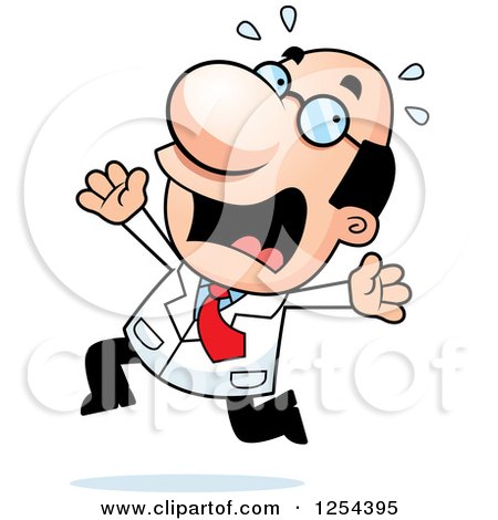 Clipart of a Scared Scientist Running - Royalty Free Vector Illustration by Cory Thoman