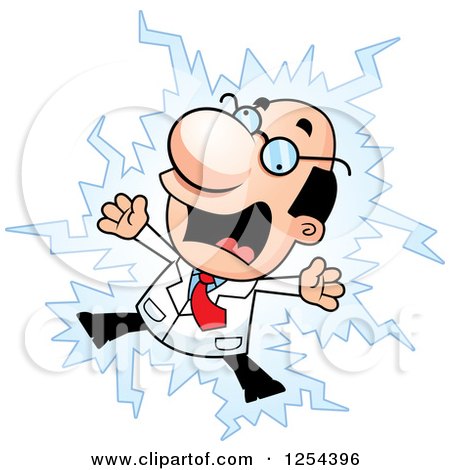 Clipart of a Scientist Getting Shocked - Royalty Free Vector Illustration by Cory Thoman