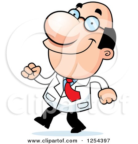 Clipart of a Happy Scientist Walking - Royalty Free Vector Illustration by Cory Thoman