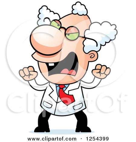 Clipart of a Mad Scientist Waving His Fists - Royalty Free Vector Illustration by Cory Thoman